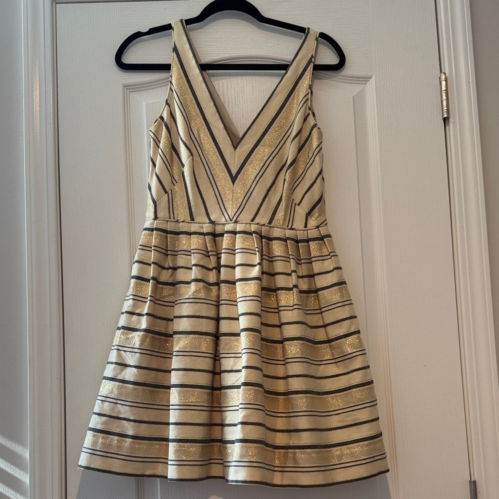 J. Crew Factory Gold and Black Mini Dress